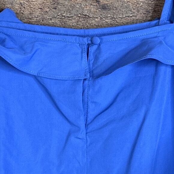 N/Nicholas Cotton Square Neck Cold Shoulder Crop Top Blue Size 4 NWT - Picture 10 of 13